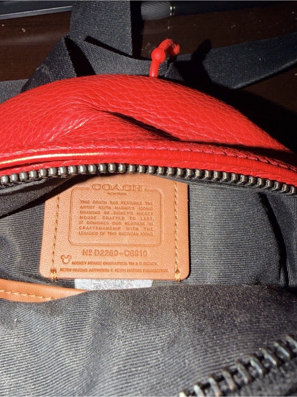 Coach Keith Herring Mickey Mouse White & Red Mini Leather Backpack - Picture 3 of 4